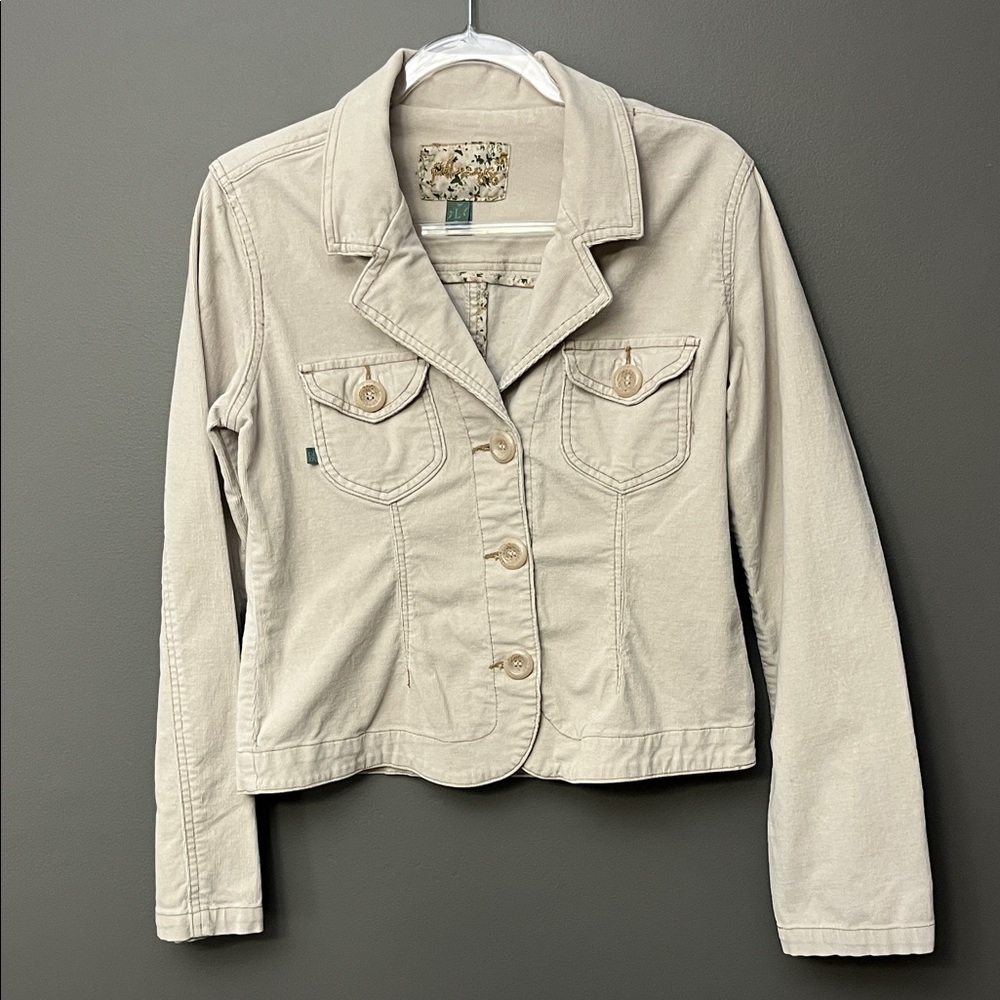 Plugg Cream Corduroy Women’s Button-Front Jacket - Size L